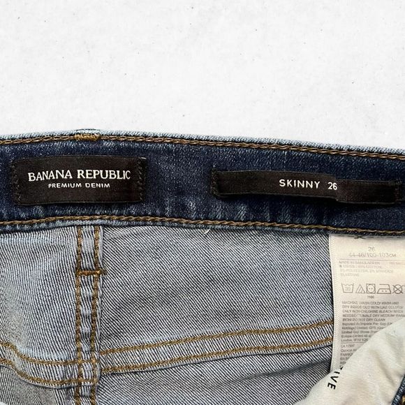 Banana Republic Premium Denim Skinny Indigo Women's 26 Raw Hem Stretch Low Rise - Picture 4 of 12